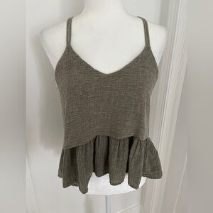 Anthropologie Amadi Linen Sleeveless burnt green Top Size XS *I17